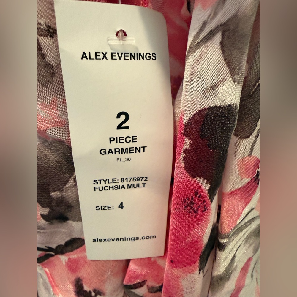NWT Alex Evenings Sleeveless Floral Cowl Neck‎ Gown With Shaw Size 4 - Picture 8 of 11